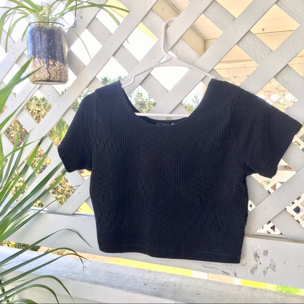 Cotton On black textured crop top